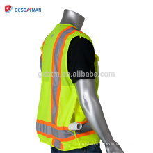 ANSI / ISEA 100% Polyester respirable haute visibilité gilet de sécurité veste de sécurité durable Workwear avec deux bandes réfléchissantes de tonalité